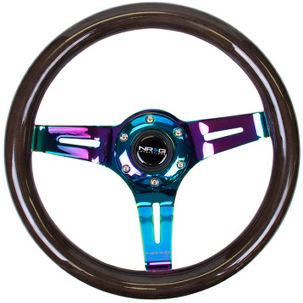 Classic Wood Grain ステアリングホイール (310mm) ブラック w/Neochrome 3-Spoke Center