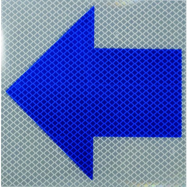 反射ステッカー プリズムタイプ ホワイト 150X150 青矢印P1W