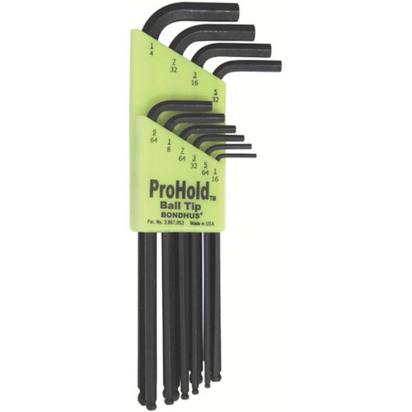 ボンダス プロホールド［［R］］(ネジつかみ機能付L-レンチ) インチ セット10本組(1/16-1/