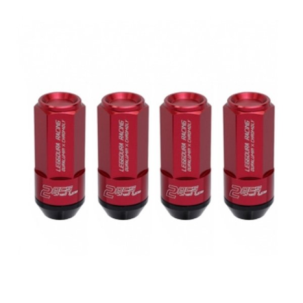 Leggdura Racing Shell Type Lug Nut 53mm Closed-End Look 16 Pcs + 4 Locks 12X1.5 Red