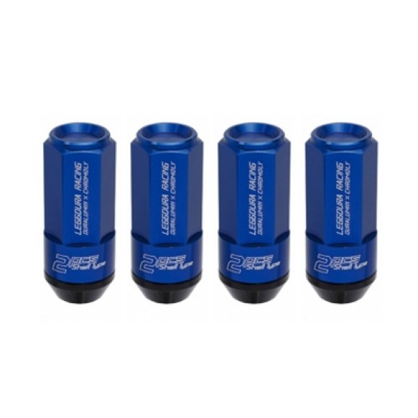 Leggdura Racing Shell Type Lug Nut 53mm Closed-End Look 16 Pcs + 4 Locks 12X1.5 Blue