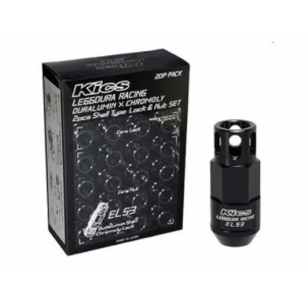 Leggdura Racing 53mm EL53 Shell Type Lug Nut 16 Pcs + 4 Locks 12X1.50 Black
