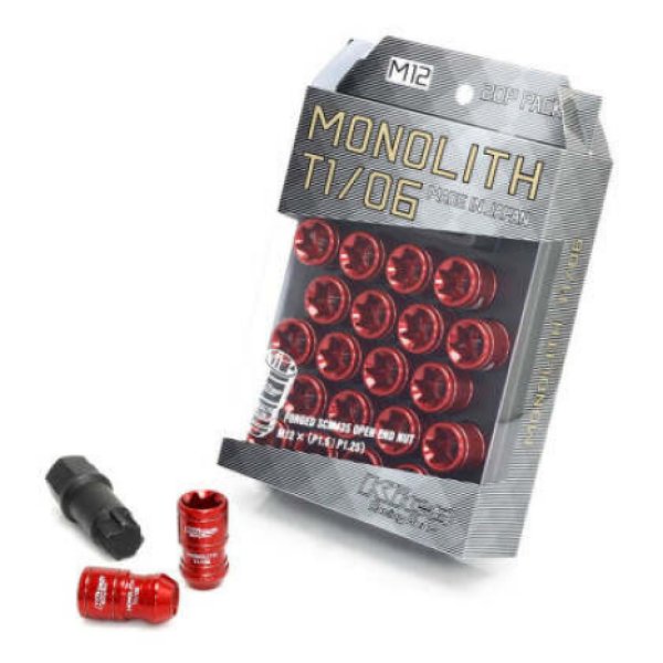 14x1.50 Monolith T1/07 Lug Nut Set - Red (20 Pcs) (Special Order 2-3 Month Lead Time)