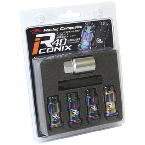 12X1.25 R40 Iconix Neochrome Lug Nut Lock Set - 4
