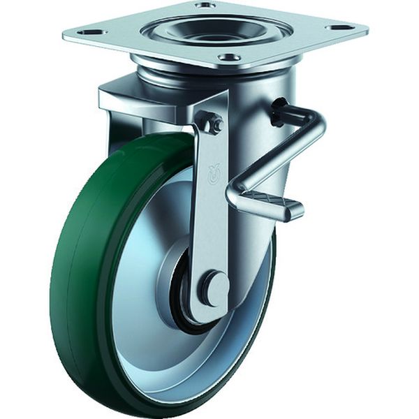 PMキャスター(始動性・重視タイプ)自在ストッパー付150径ウレタン車