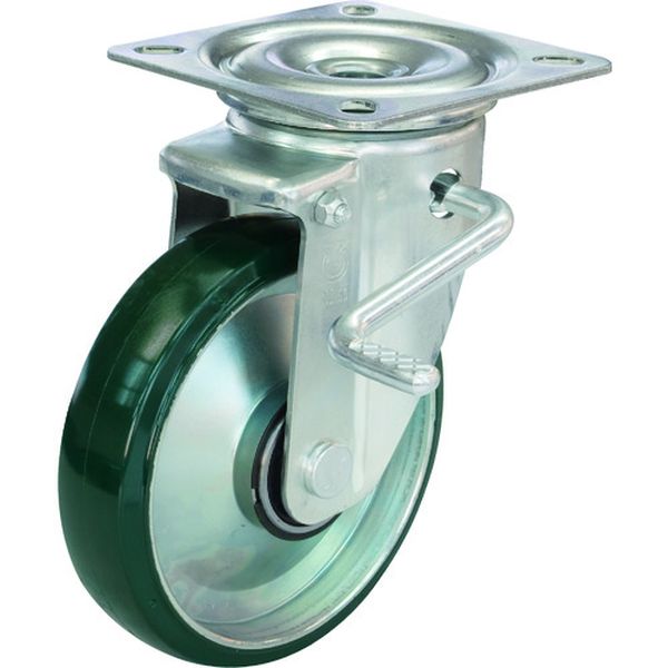 ユーエイ 新型プレスキャスター 自在ストッパー付車 200径射出ウレタン車輪