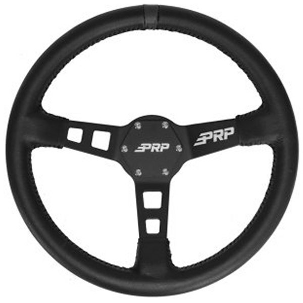Deep Dish Leather Steering Wheel- Black