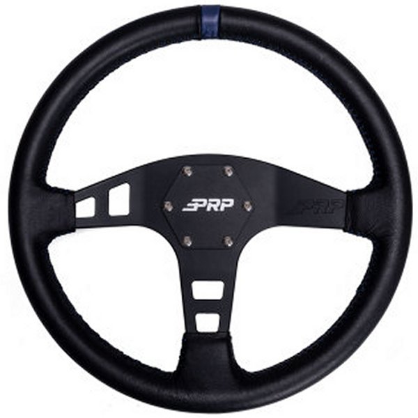 Flat Leather Steering Wheel- Blue