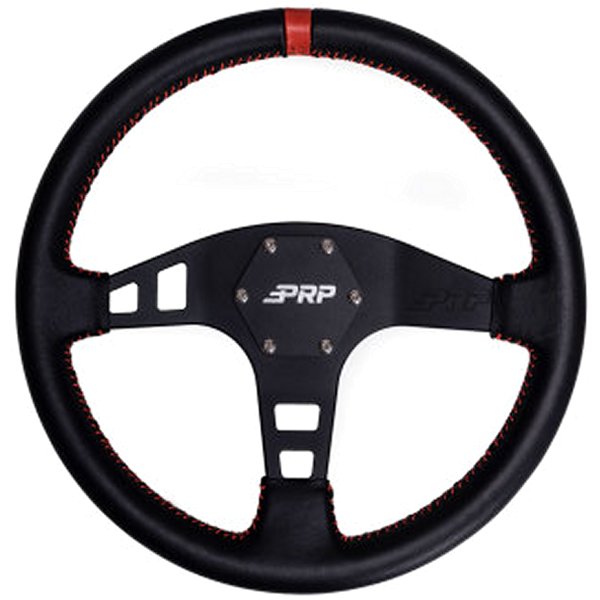 Flat Leather Steering Wheel- Red