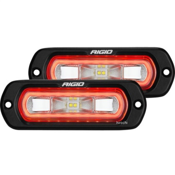 Rigid Industries SR-L シリーズ Flush マウント LED Spreader ペア w/ レッド Halo Universal