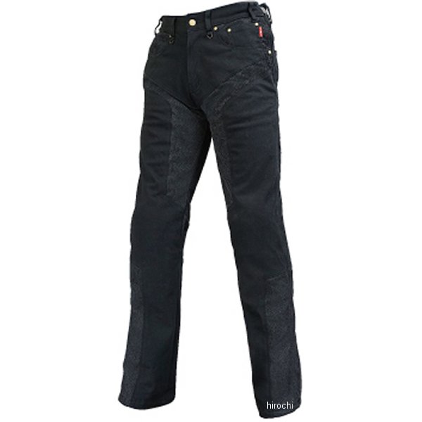 春夏モデル ハーフメッシュストレッチブラックデニムパンツLF 黒