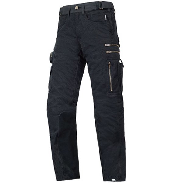 春夏モデル バイカーZIPメッシュパンツルーズフィット 黒