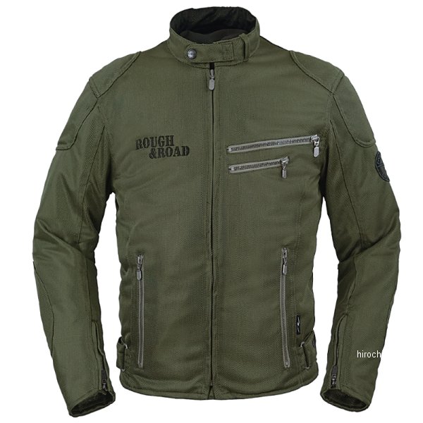 春夏モデル ライディングZIPメッシュジャケットEM オリーブ/黒 LLサイズ