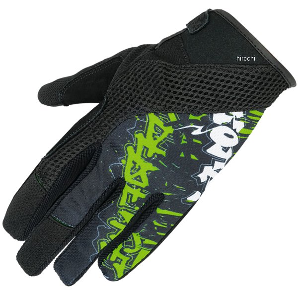 春夏モデル ライディングメッシュグローブ ストリートライム LLサイズ