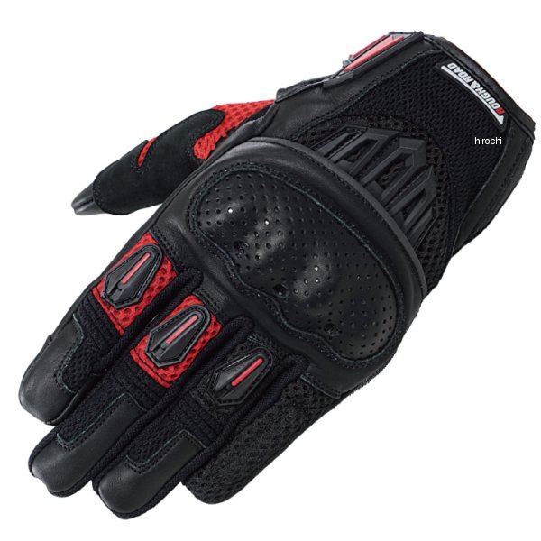 春夏モデル レディース プロテクションエアスルーグローブ 黒/赤 WLサイズ