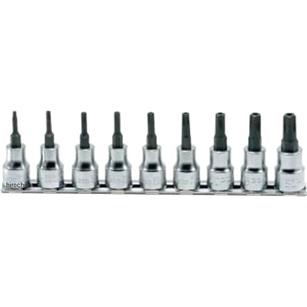 Ko-ken 3/8"(9.5mm)SQ. イジリ止めペンタローブビットソケットレールセット 全長50mm 9ヶ組