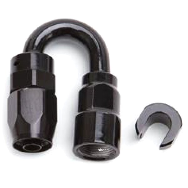 Russell パフォーマンス 3/8in SAE Quick Disc Female to -6 Hose ブラック 180 Degree ホースエンド
