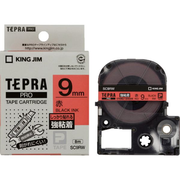 テプラPROテ-プカ-トリッジ 幅9mm 赤