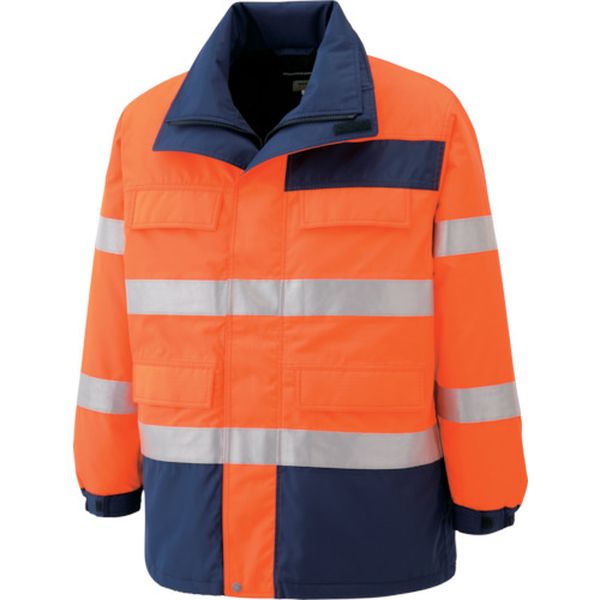 高視認性 防水帯電防止防寒コート オレンジ LL