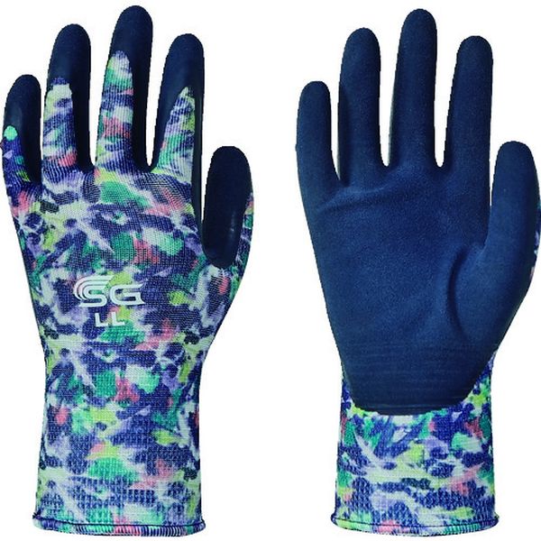 天然ゴム背抜き手袋 SG-R102 ぼかし柄ブルー LL