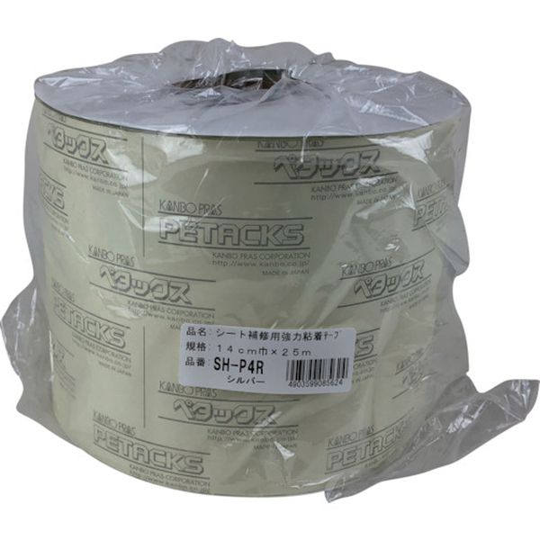 シート補修用強力粘着テープロール巻 シルバー 14cm×25m