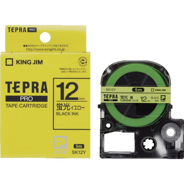 テプラPROテ-プカ-トリッジ 幅12mm 蛍光黄