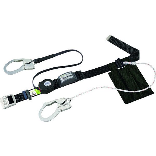 リーロックS2NEOライト ロック装置付巻取器＋補助ロープ式胴ベルト ブラック(墜落制止用器具)