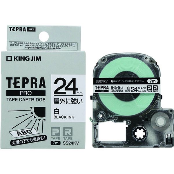 テプラPROテ-プ 屋外に強いラベル 白/黒文字