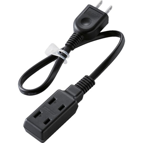 超小型モバイルタップ 3個口 0.3m ブラック