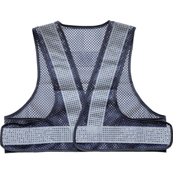 トラスコ中山 TRUSCO メッシュ安全ベスト ショート丈 紺＊シルバー 着丈420mm