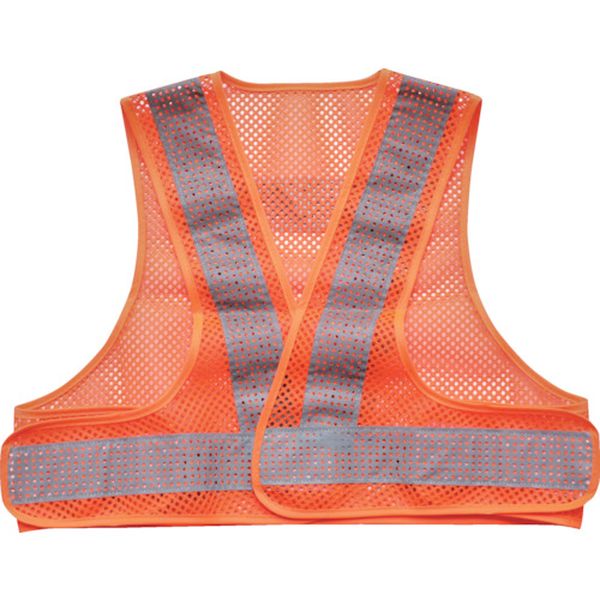 トラスコ中山 TRUSCO メッシュ安全ベスト ショート丈 オレンジ＊シルバー 着丈420mm