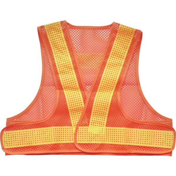 トラスコ中山 TRUSCO メッシュ安全ベスト ショート丈 オレンジ＊イエロー 着丈420mm