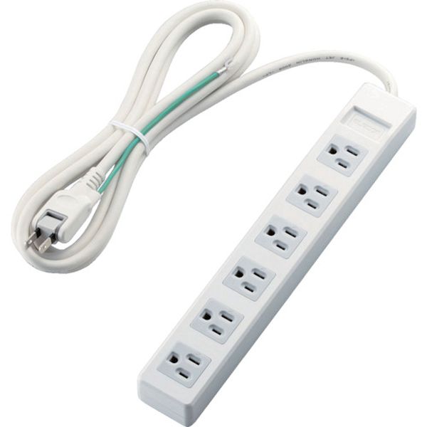 3pinタップ マグネット付 6口 2.5m ホワイト