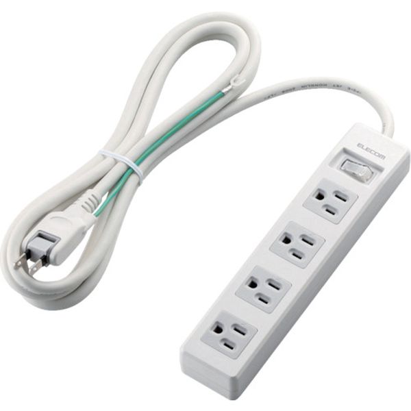 3pinタップ 一括スイッチ 4口 2.5m ホワイト