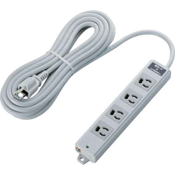 RoHs準拠 抜け止 3P 4個口 雷ガード マグネット 5m グレー