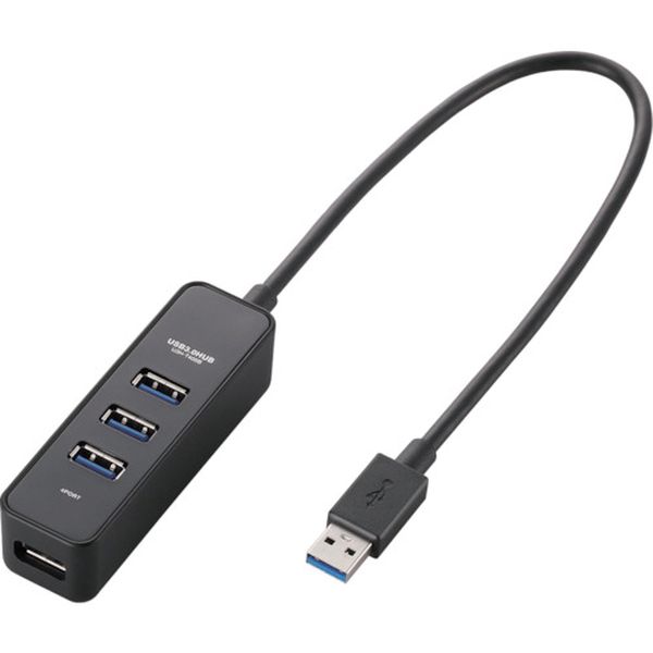 マグネット付き4ポートUSB3.0ハブ バスパワー専用モデル ブラック