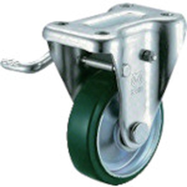 UWKB150L  産業用キャスターストッパー(左)付固定車 150径ウレタン車輪