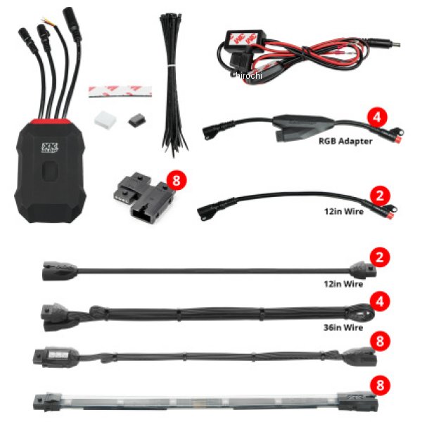 XK Glow Addressable LED Motorcycle Accent Light Kits スタンダート XKalpha App Controlled