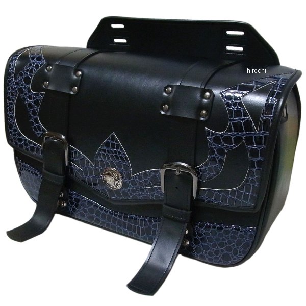 サドルバッグ シングル ダークブルークロコダイル