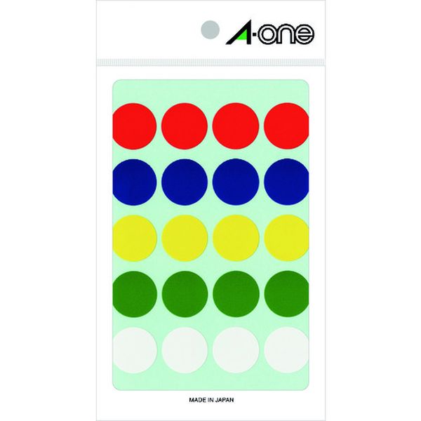 835-5112  エーワン(TM) カラーラベル20mm丸 アソート (11枚入)