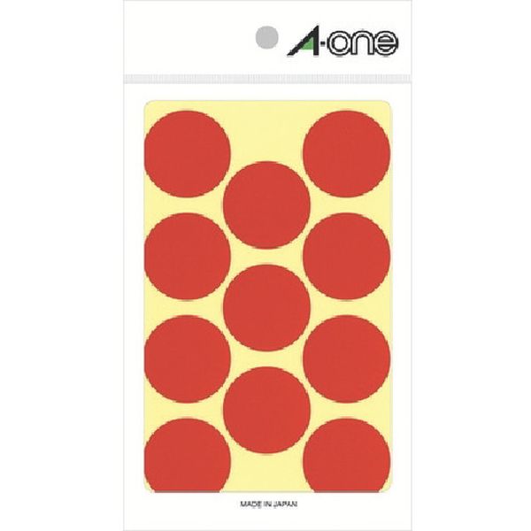 806-6592  エーワン(TM) カラーラベル 丸型 30mmΦ 赤 (14枚入)