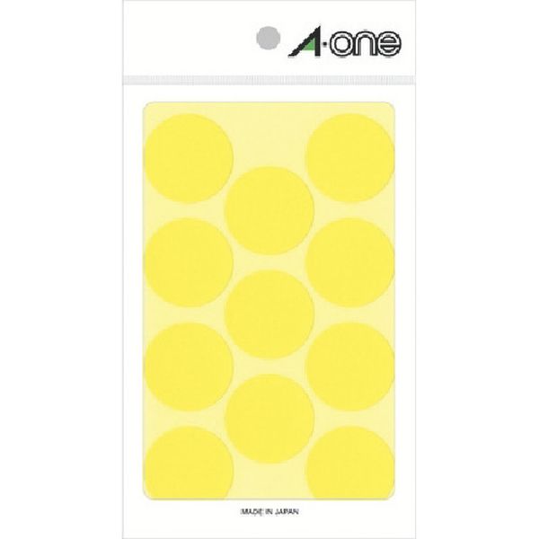 806-6595  エーワン(TM) カラーラベル 丸型 30mmΦ 黄 (14枚入)