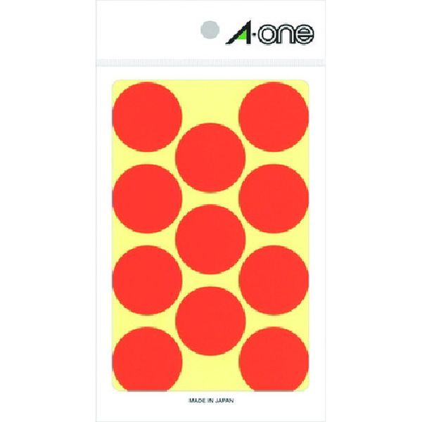 806-6596  エーワン(TM) カラーラベル 丸型 30mmΦ 橙 (14枚入)