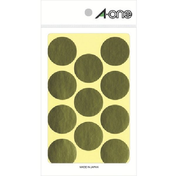 806-6602  エーワン(TM) カラーラベル 丸型 30mmΦ 金 (8枚入)