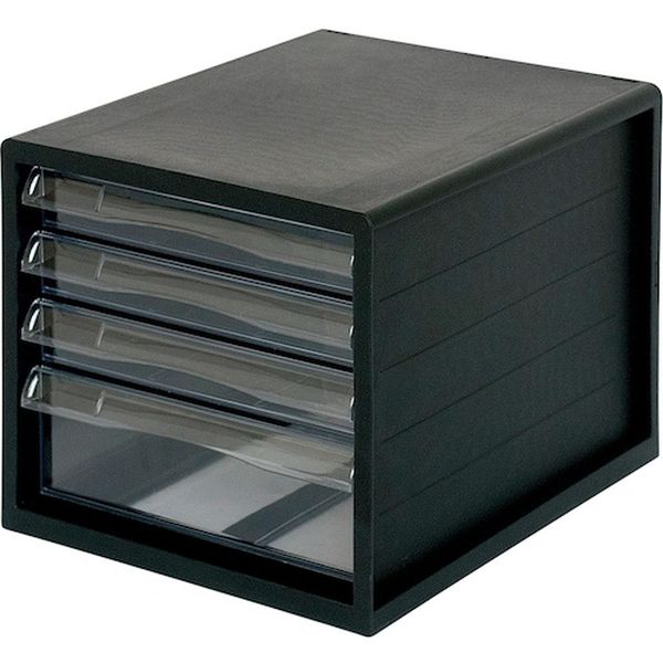 A4E04B 441-5539  A4レターケース一体/浅3段深1段/ブラック