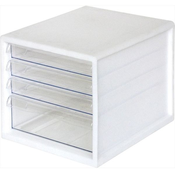 A4E04W 510-4678  A4レターケース一体/浅3段深1段/ホワイト