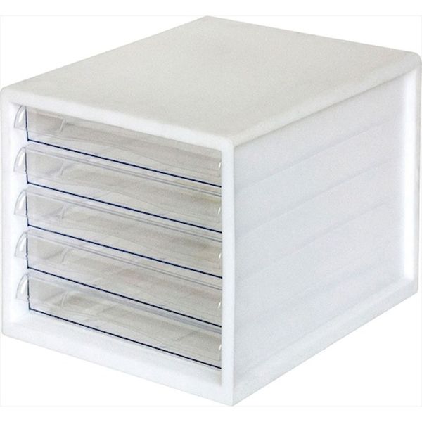 A4E05W 441-5482  A4レターケース一体/浅5段/ホワイト