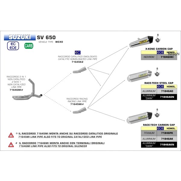 スリップオンマフラー RACE TECH 16年-20年 SV650 アルミダーク/カーボンエンド