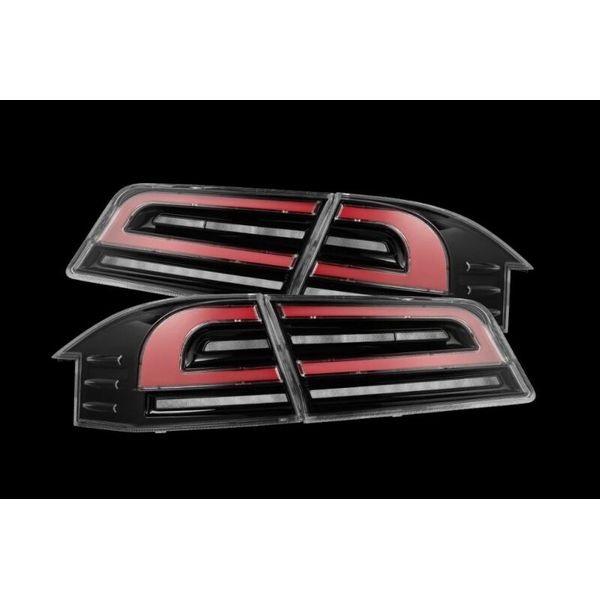 12-21 Tesla Model S LUXX-Series LED Tail Lights - Black/Red