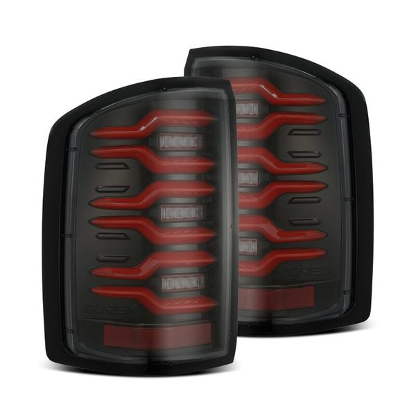 14-18 GMC Sierra 1500/2500HD/3500HD LUXX-Series LED Tail Lights Blk/Red w/Actv Lgt Seq. Sig
